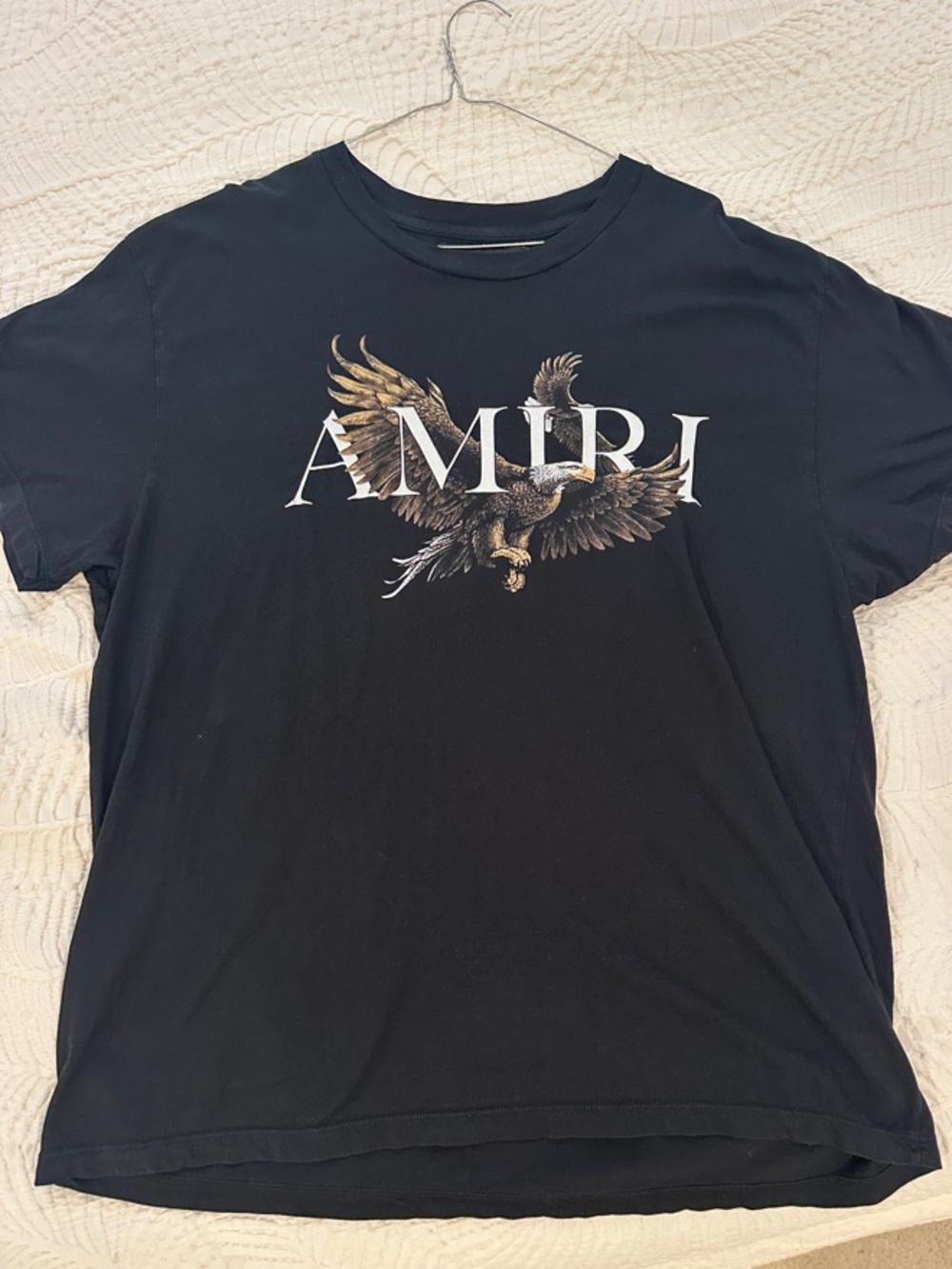 AMIRI Black Graphic Eagle Logo Short Sleeve Tee size L